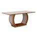 Conjunto de Mesa de Jantar com Vidro e 6 Cadeiras Maia I Veludo Imbuia e Creme