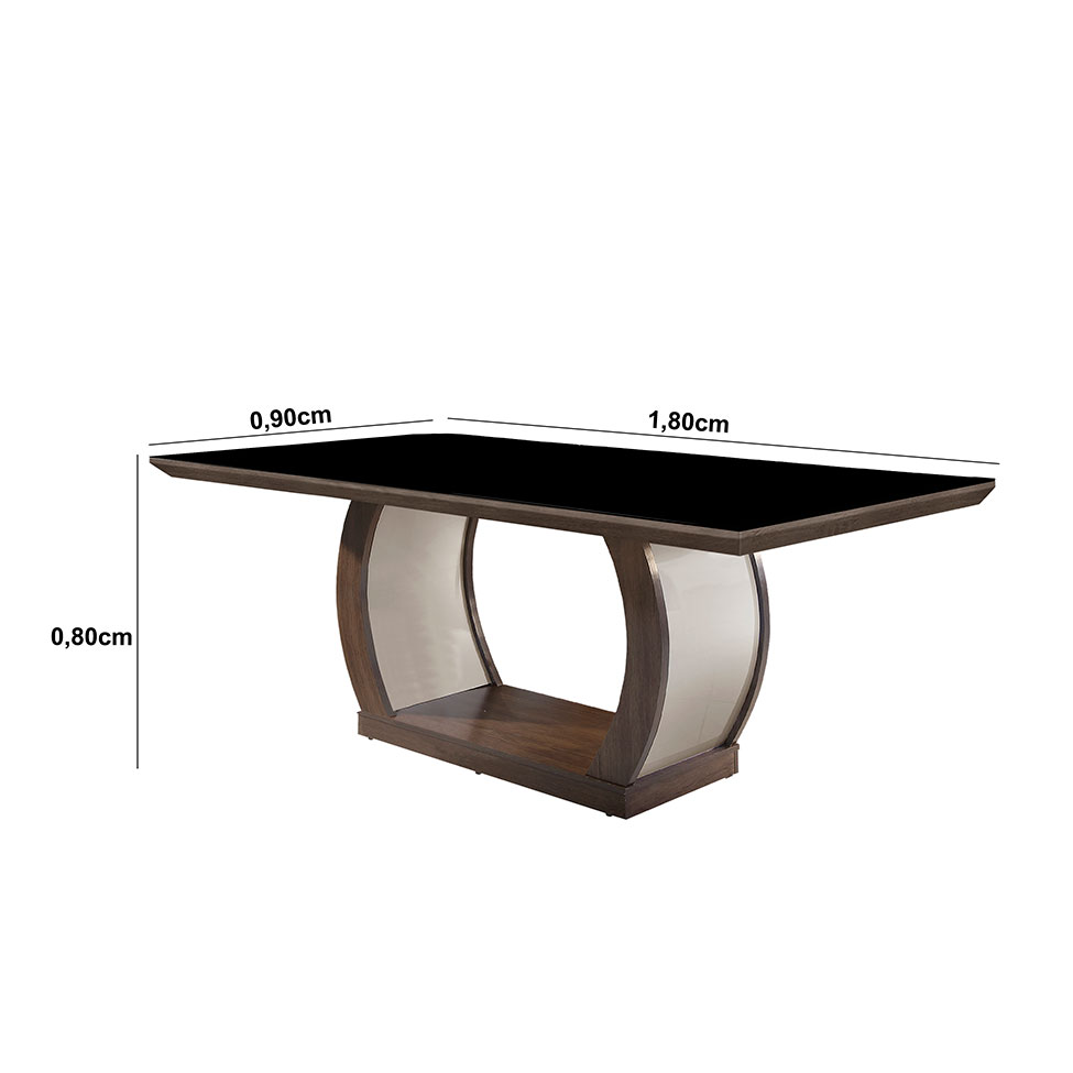 Conjunto de Mesa de Jantar com Vidro e 6 Cadeiras Maia II Suede Animalle Castor e Chocolate