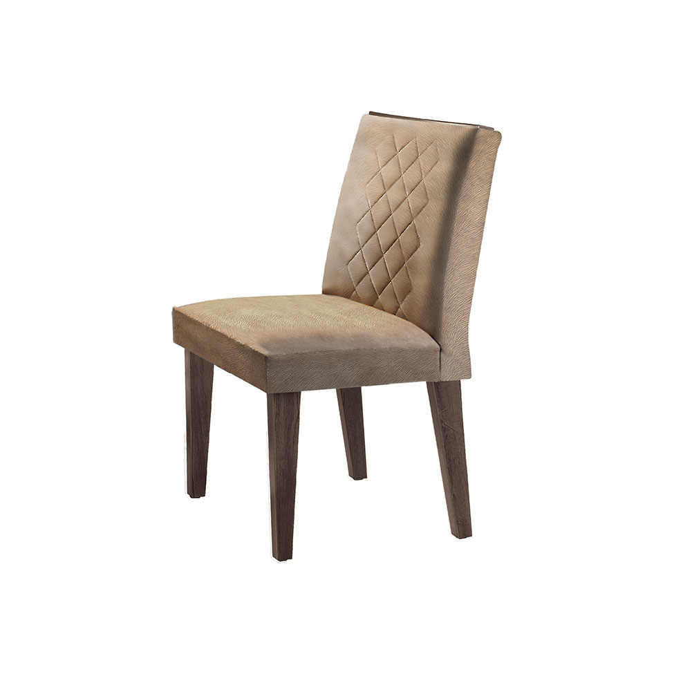 Conjunto de Mesa de Jantar com Vidro e 6 Cadeiras Maia II Suede Animalle Castor e Chocolate