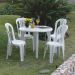 Conjunto de Mesa de Plástico Redonda Desmontável Telma com 4 Cadeiras Dobrável Diamantina Branco