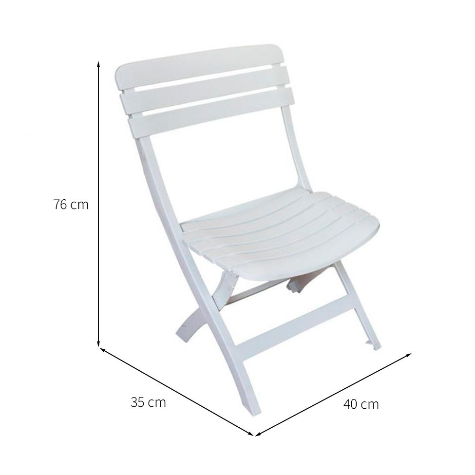 Conjunto de Mesa de Plástico Redonda Desmontável Telma com 4 Cadeiras Dobrável Diamantina Branco