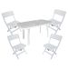 Conjunto de Mesa de Plástico Retangular Desmontável Tiradentes com 4 Cadeiras Dobrável Diamantina Branco