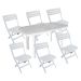 Conjunto de Mesa de Plástico Retangular Desmontável Tiradentes com 6 Cadeiras Dobrável Diamantina Branco