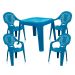 Conjunto de Mesa de Plástico com 4 Cadeiras Infantil Happy Azul