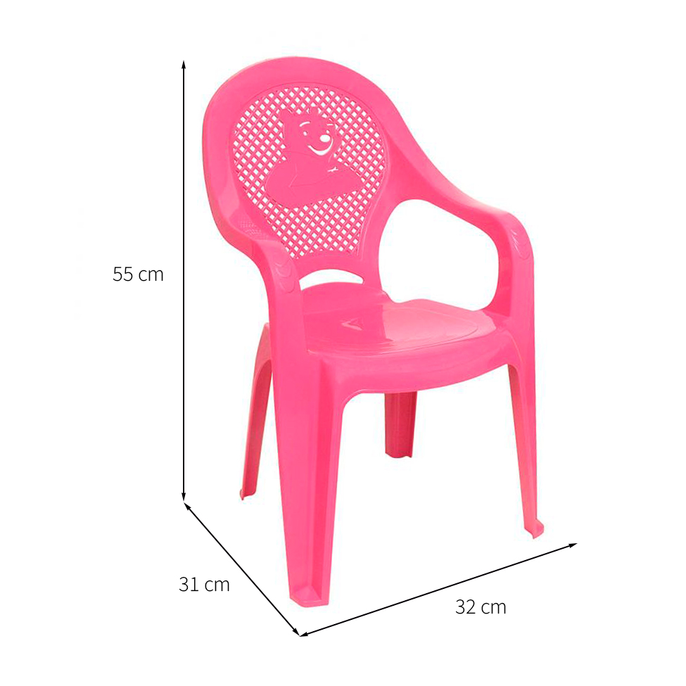 Conjunto de Mesa de Plástico com 4 Cadeiras Infantil Happy Rosa