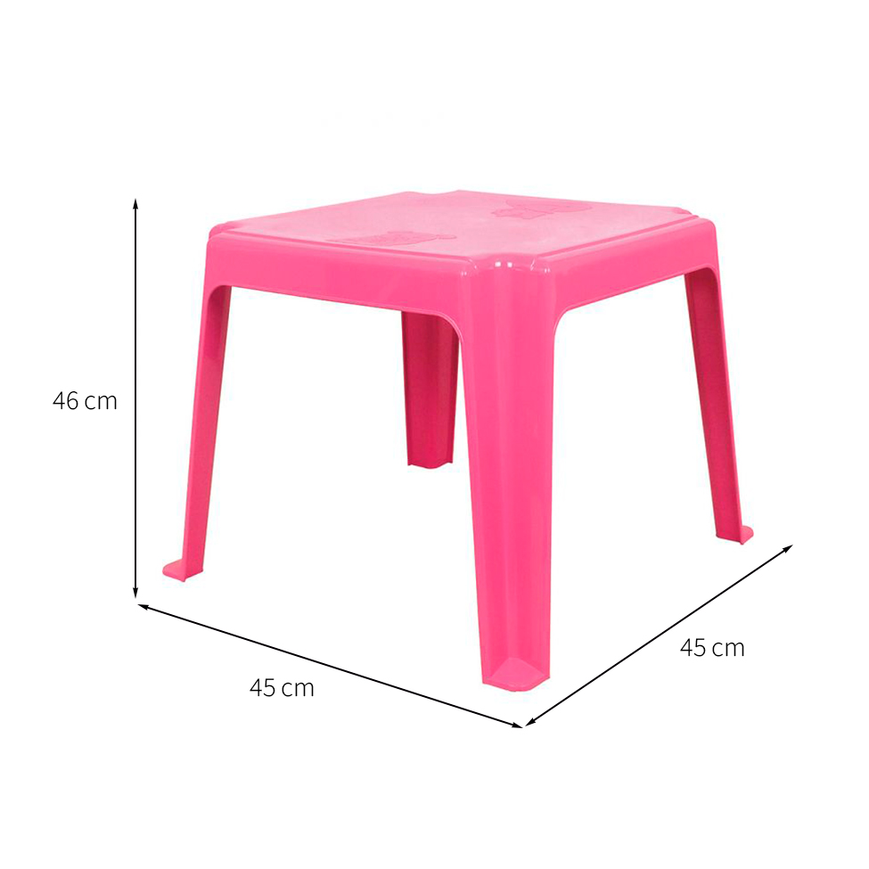 Conjunto de Mesa de Plástico com 4 Cadeiras Infantil Happy Rosa