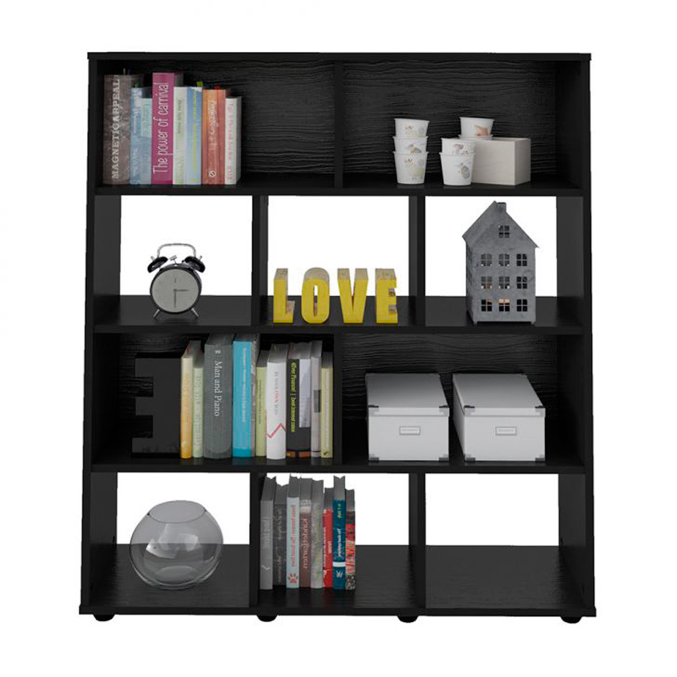 Conjunto de Mesa para Notebook Moon, Estante Grid e Mesa Lateral Olívia Preto