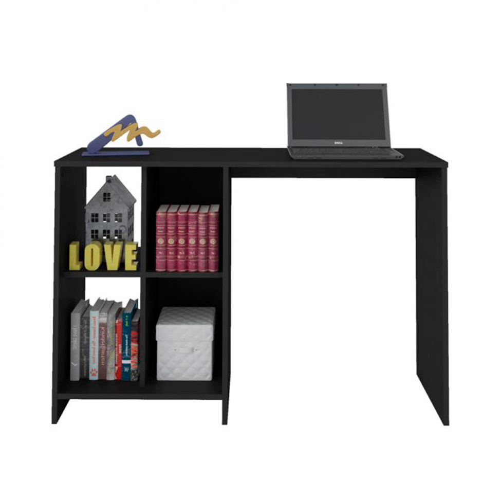 Conjunto de Mesa para Notebook Moon, Estante Grid e Mesa Lateral Olívia Preto