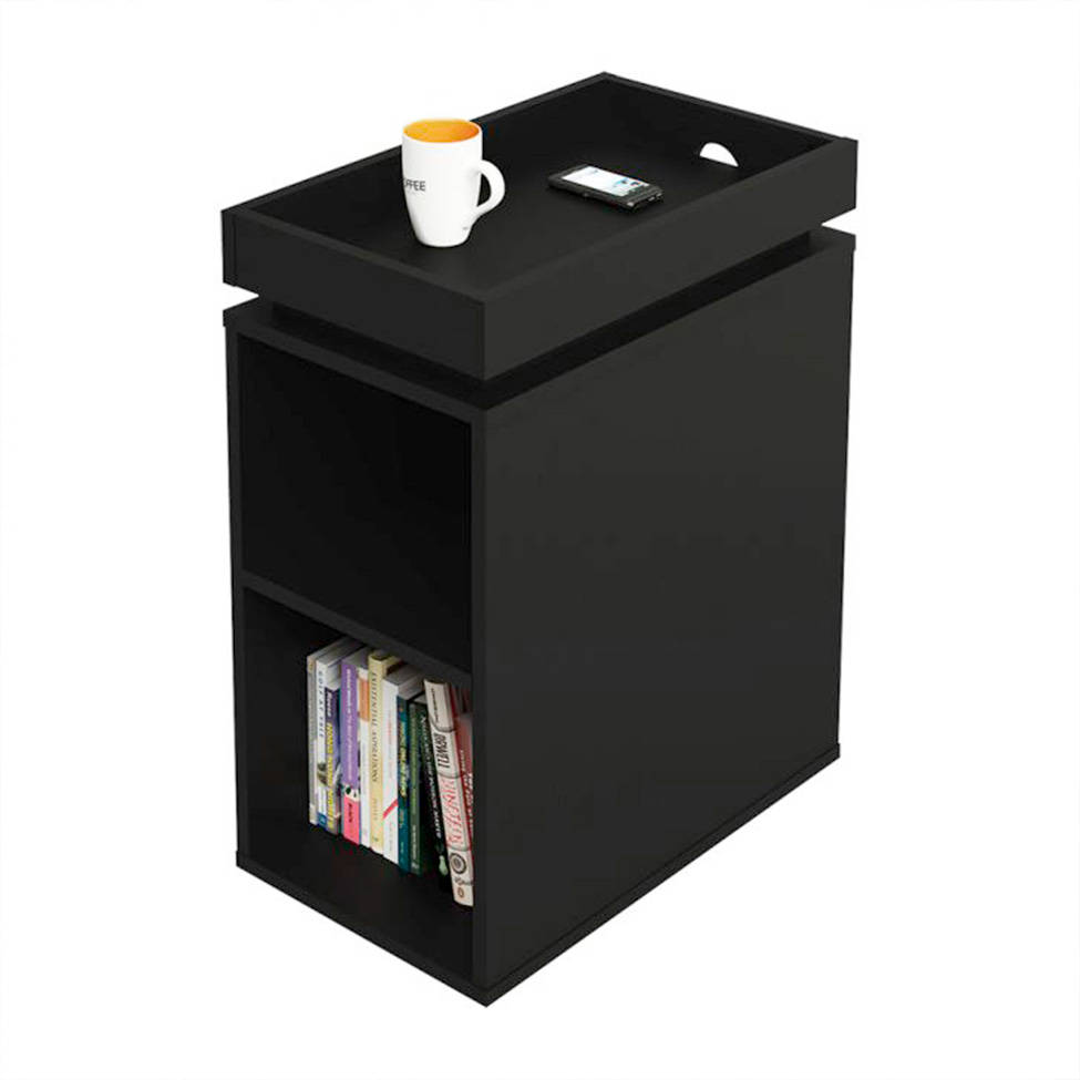 Conjunto de Mesa para Notebook Moon, Estante Grid e Mesa Lateral Olívia Preto