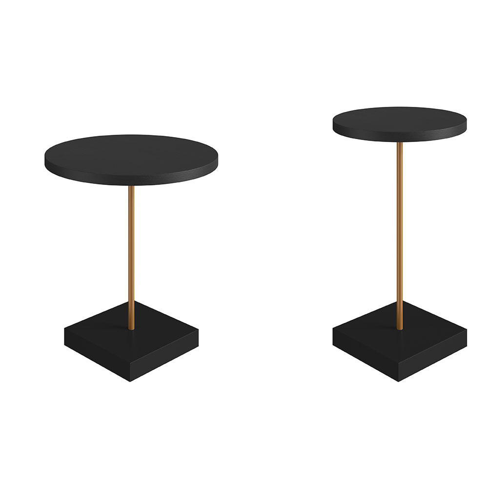 Conjunto de Mesas Laterais Redondas Complementos Nero e Dourada