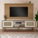 Conjunto de Painel para TV até 75 Polegadas Slim com Rack Charlotte 2 PT Carvalho e Off White