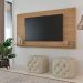 Conjunto de Painel para TV até 75 Polegadas Slim com Rack Charlotte 2 PT Carvalho e Off White