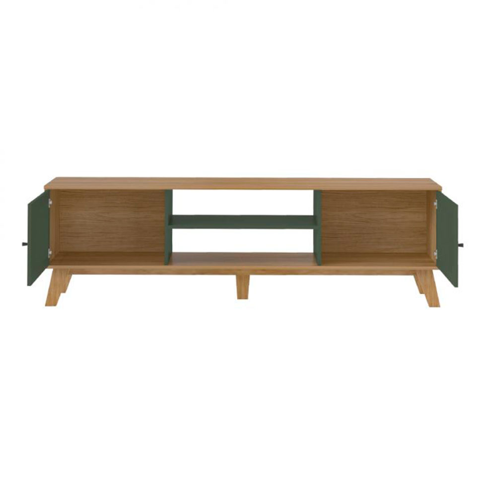 Conjunto de Painel para TV até 75 Polegadas Slim com Rack Charlotte 2 PT Carvalho e Verde Menta