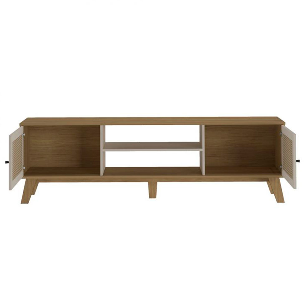 Conjunto de Rack Charlotte 2 PT com Estante Match 1 PT Carvalho e Off White