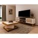 Conjunto de Rack Charlotte 2 PT com Mesa de Centro Quadrada Saara Pinho e Off White
