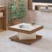 Conjunto de Rack Charlotte 2 PT com Mesa de Centro Quadrada Saara Pinho e Off White