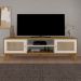 Conjunto de Rack Charlotte 2 PT com Mesa de Centro Redonda Jasmin Off White e Carvalho