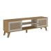 Conjunto de Rack Charlotte 2 PT com Mesa de Centro Redonda Jasmin Off White e Carvalho