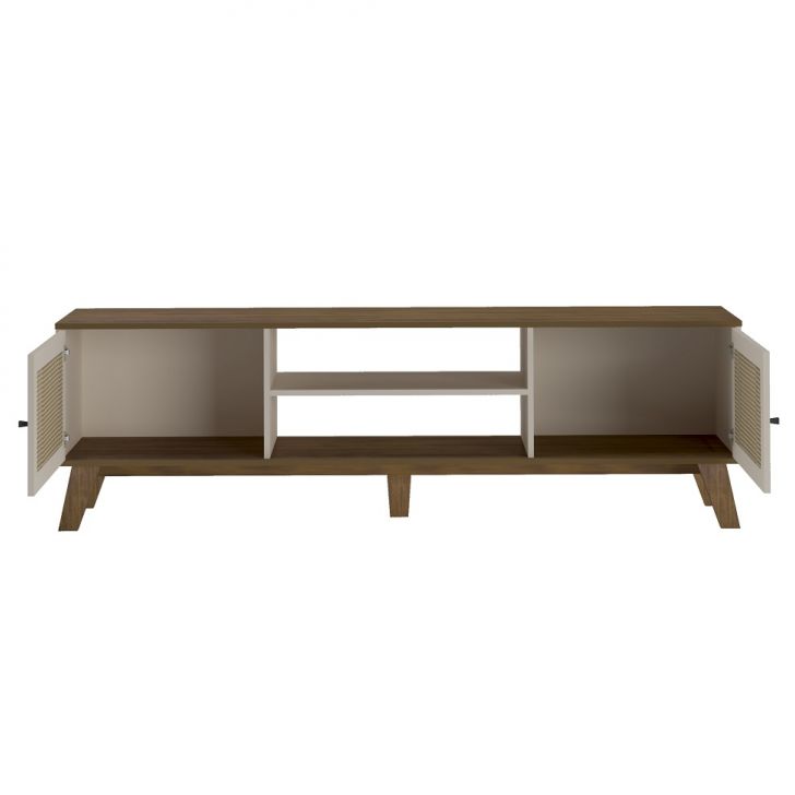 Conjunto de Rack Charlotte 2 PT com Painel para TV até 42 Polegadas Slim Pinho e Off White