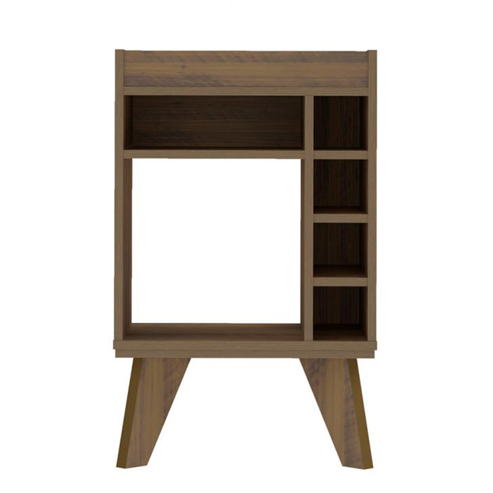 Conjunto de Rack Frank 120 cm com Bar Drink Off White e Marrom