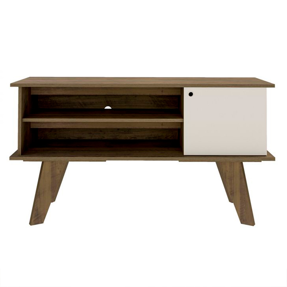 Conjunto de Rack Frank 120 cm com Bar Drink Off White e Marrom
