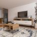Conjunto de Rack Liberty 4 PT com Mesa de Centro Retangular Off White e Carvalho