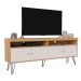 Conjunto de Rack Liberty 4 PT com Mesa de Centro Retangular Off White e Carvalho