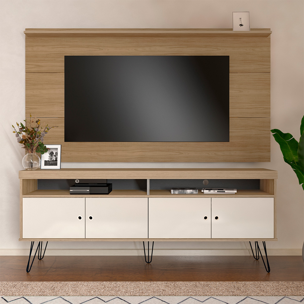 Conjunto de Rack Liberty com Painel para TV até 75 Polegadas Nevada Carvalho e Off White