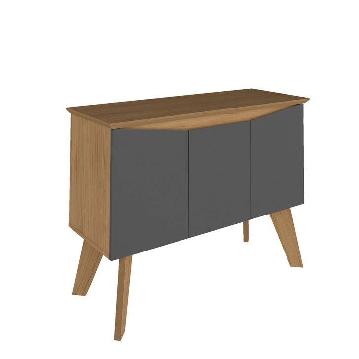 Conjunto de Rack Lumina 2 PT com Buffet Oásis 3 PT Carvalho e Grafite