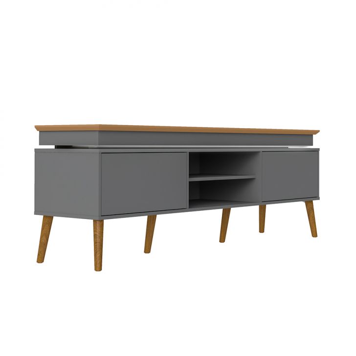Conjunto de Rack Lumina 2 PT com Buffet Oásis 3 PT Carvalho e Grafite