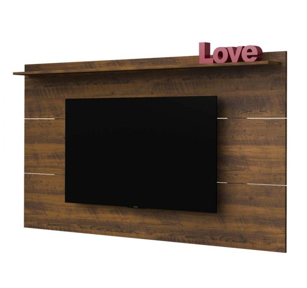 Conjunto de Rack Lumina com Painel para TV até 42 Polegadas Slim Off White e Pinho