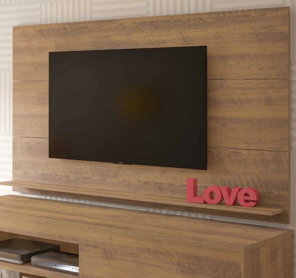 Conjunto de Rack Lumina com Painel para TV até 42 Polegadas Slim Off White e Pinho