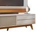 Conjunto de Rack Veneza 1 PT 2 GV com Painel para TV até 75 Polegadas Nilo Off White e Freijó
