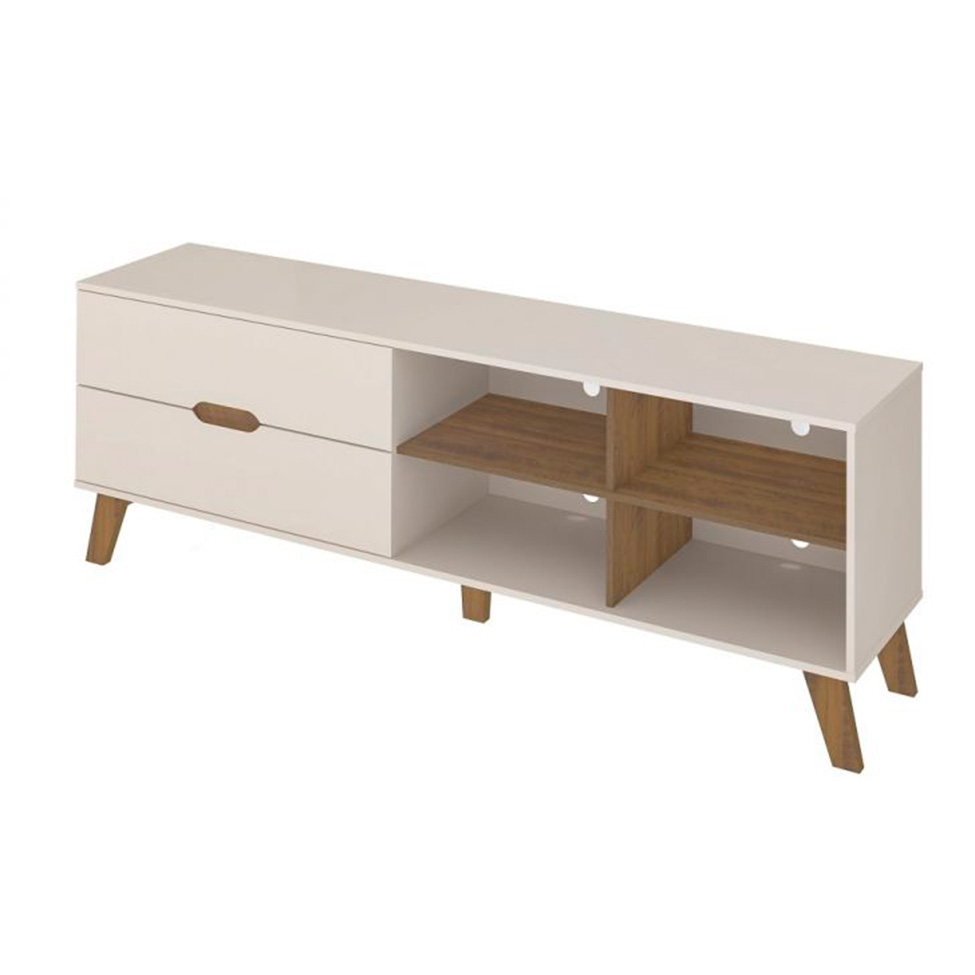 Conjunto de Rack Verona 2 GV com Painel para TV até 42 polegadas Slim Off White e Pinho