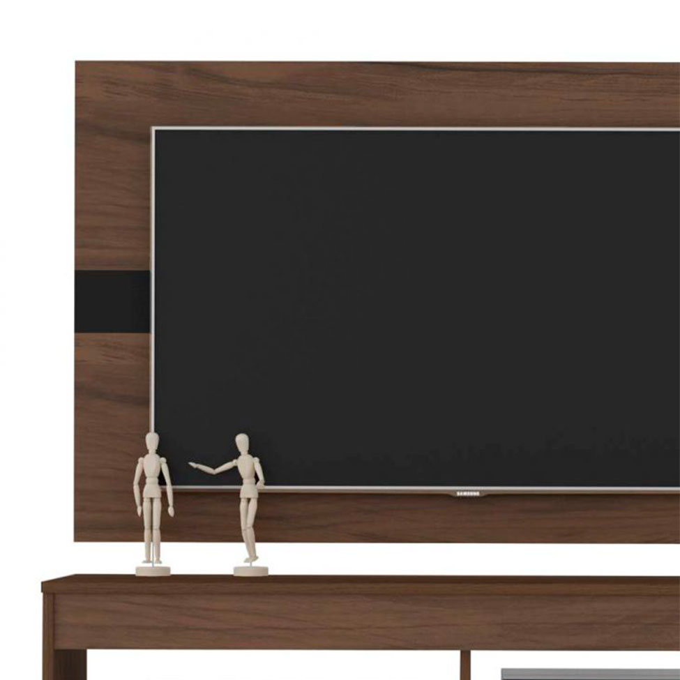 Conjunto de Rack com Painel para TV até 47 Polegadas Cross e Mesa de Centro Saara Amêndoa e Preto