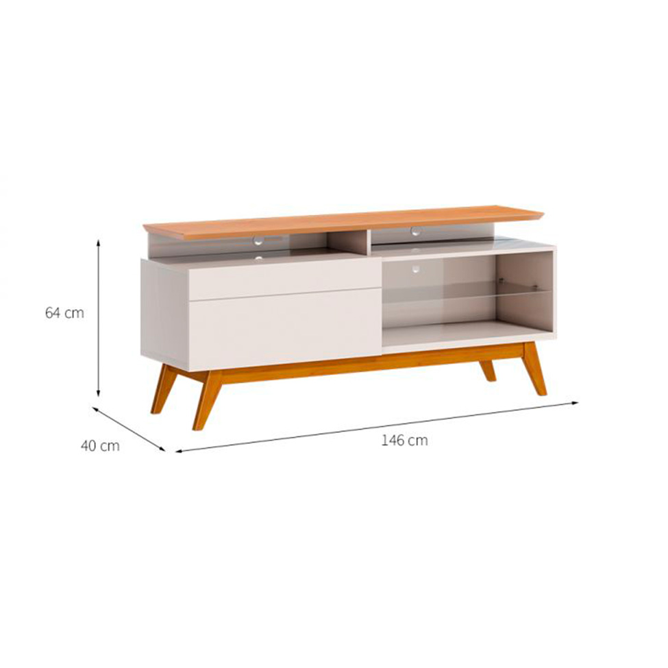 Conjunto de Rack com Painel para TV até 50 polegadas Classic Nature e Off White