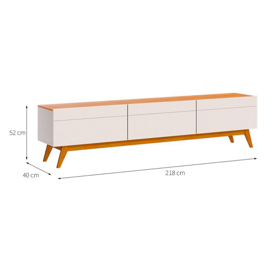 Conjunto de Rack com Painel para TV até 60 polegadas Classic I Nature e Off White 218 cm