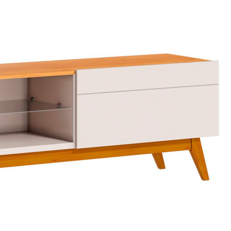 Conjunto de Rack com Painel para TV até 60 polegadas e Mesa de Centro Classic II Nature e Off White 180 cm