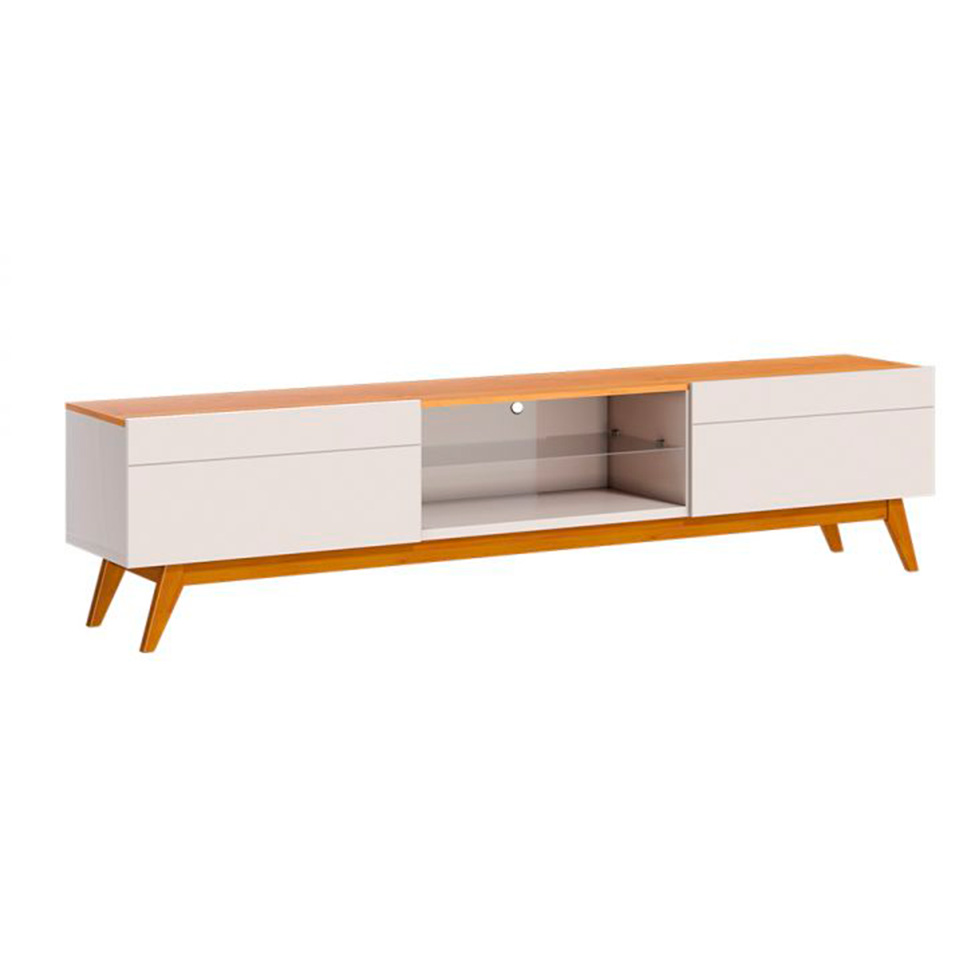 Conjunto de Rack com Painel para TV até 60 polegadas e Mesa de Centro Classic II Nature e Off White 218 cm