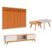 Conjunto de Rack com Painel para TV até 75 polegadas e Mesas de Centro Classic II Nature e Off White