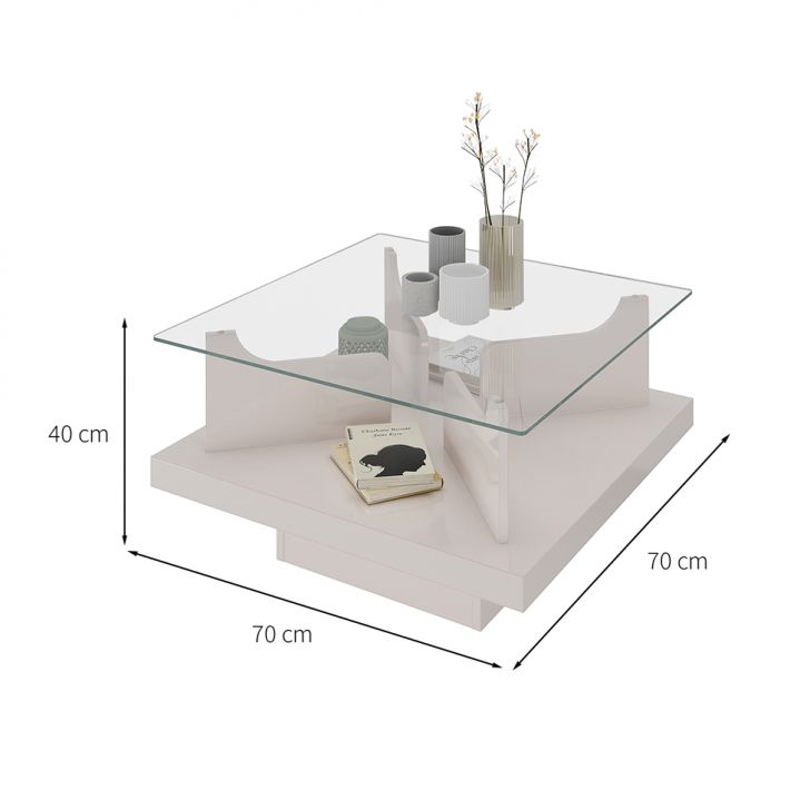 Conjunto de Sala de Estar Beluno com Painel para TV até 75 polegadas com LED e Mesa de Centro Clear Carvalho e Off White
