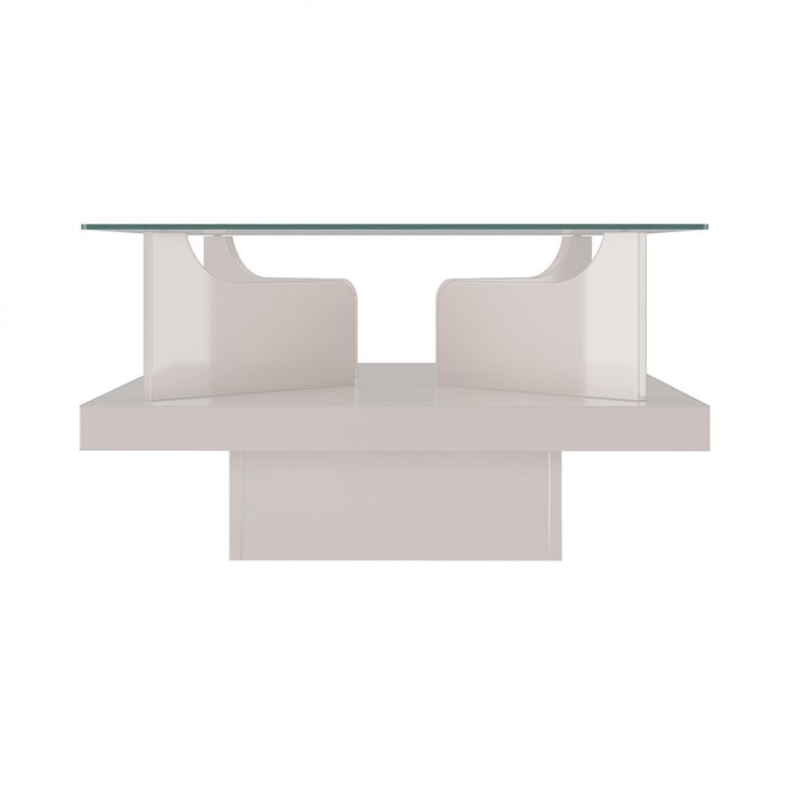 Conjunto de Sala de Estar Beluno com Painel para TV até 75 polegadas com LED e Mesa de Centro Clear Carvalho e Off White