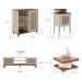 Conjunto de Sala de Estar Charlotte com Rack 2 PT, Buffet 1 PT, Mesa Lateral 1 PT e Mesa de Centro Pinho e Off White