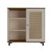 Conjunto de Sala de Estar Charlotte com Rack 2 PT, Buffet 1 PT, Mesa Lateral 1 PT e Mesa de Centro Pinho e Off White
