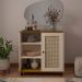 Conjunto de Sala de Estar Charlotte com Rack 2 PT, Buffet 1 PT, Mesa Lateral 1 PT e Mesa de Centro Pinho e Off White