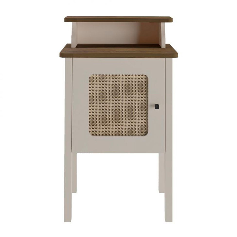 Conjunto de Sala de Estar Charlotte com Rack 2 PT, Buffet 1 PT, Mesa Lateral 1 PT e Mesa de Centro Pinho e Off White