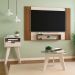 Conjunto de Sala de Estar Cine com Painel para TV até 40 polegadas, Mesa de Centro e Mesa Lateral Pinho e Off White