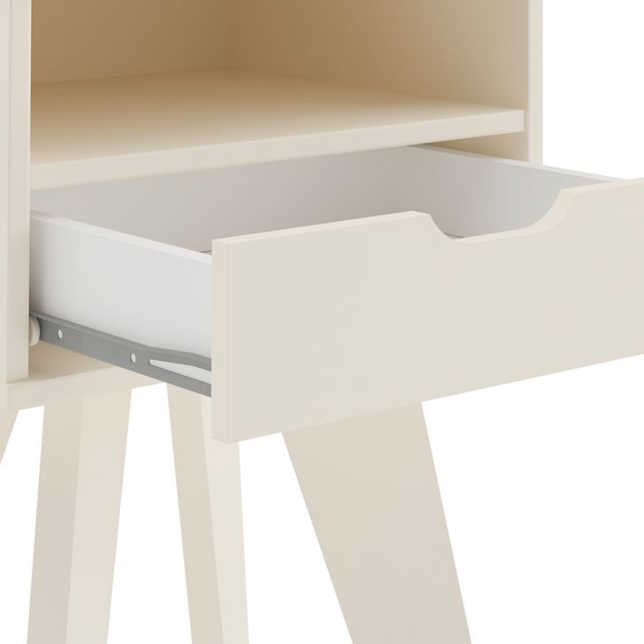 Conjunto de Sala de Estar Cine com Painel para TV até 40 polegadas, Mesa de Centro e Mesa Lateral Pinho e Off White