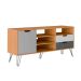 Conjunto de Sala de Estar Estocolmo com Rack 1 PT 2 GV, Adega 2 PT 1 GV, Mesa de Centro 2 GV e Estante 2 PT Carvalho e Cinza