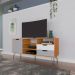 Conjunto de Sala de Estar Estocolmo com Rack 1 PT 2 GV, Adega 2 PT 1 GV, Mesa de Centro 2 GV e Estante 2 PT Carvalho e Cinza